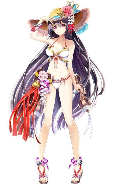 到达过夏之海的黑发美少女. 非常喜欢挚友送的泳衣.