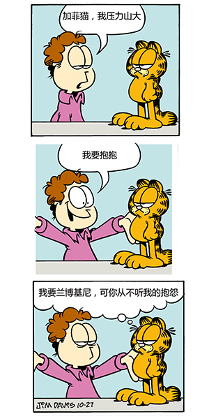 加菲猫这个憨货,已经睡了一整天没翻身了.主人终于忍不住